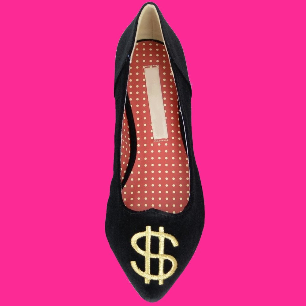 NEW black velvet dollar shoes flats size 9